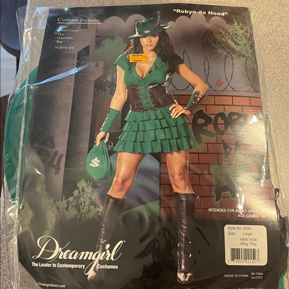 Dreamgirl Robyn Hood Costume in Green and Black